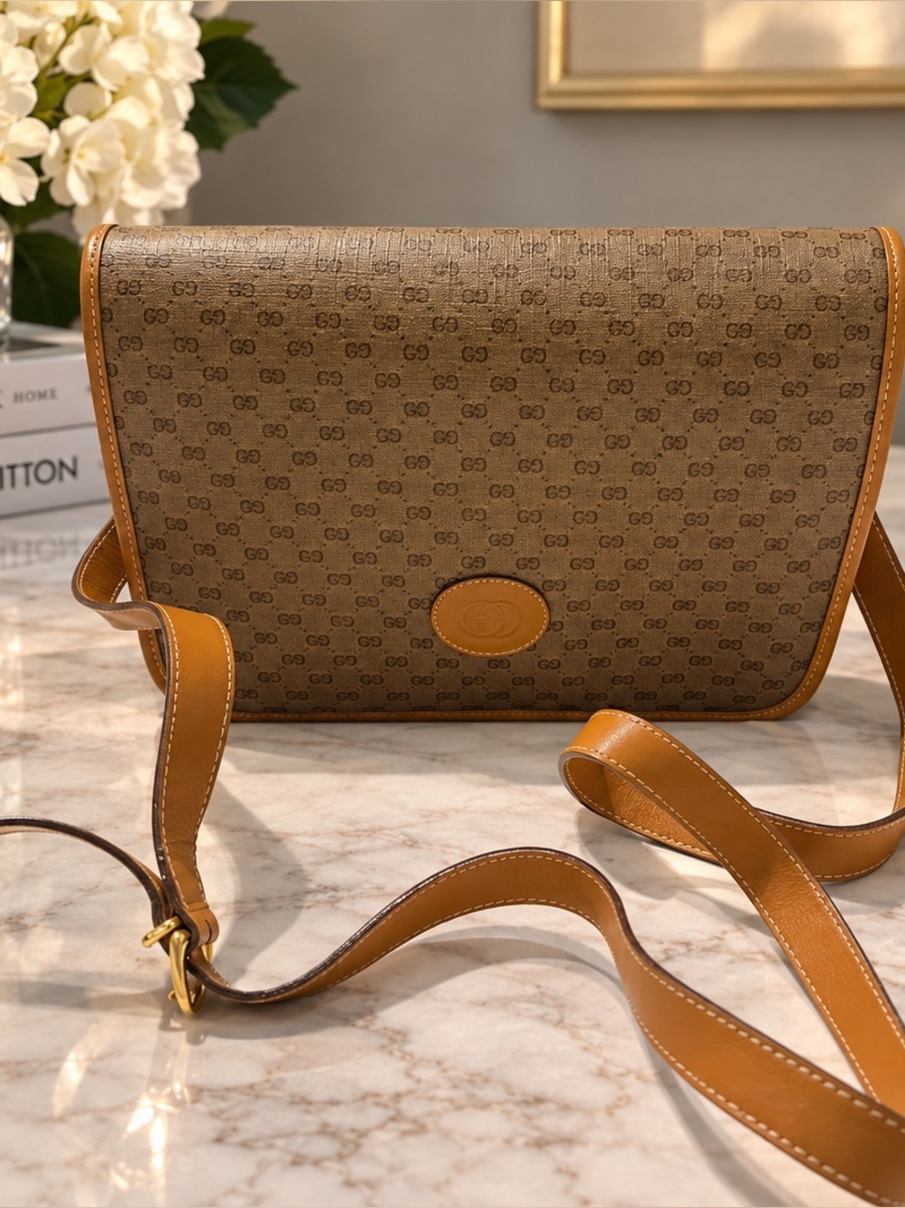 Vintage Gucci Micro GG Monogram Crossbody Messenger Bag + Dust Bag